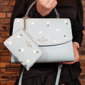 NWT Kate Spade Embroidered Lea Top Handle Satchel Crossbody WITH L-ZIP HOLDER